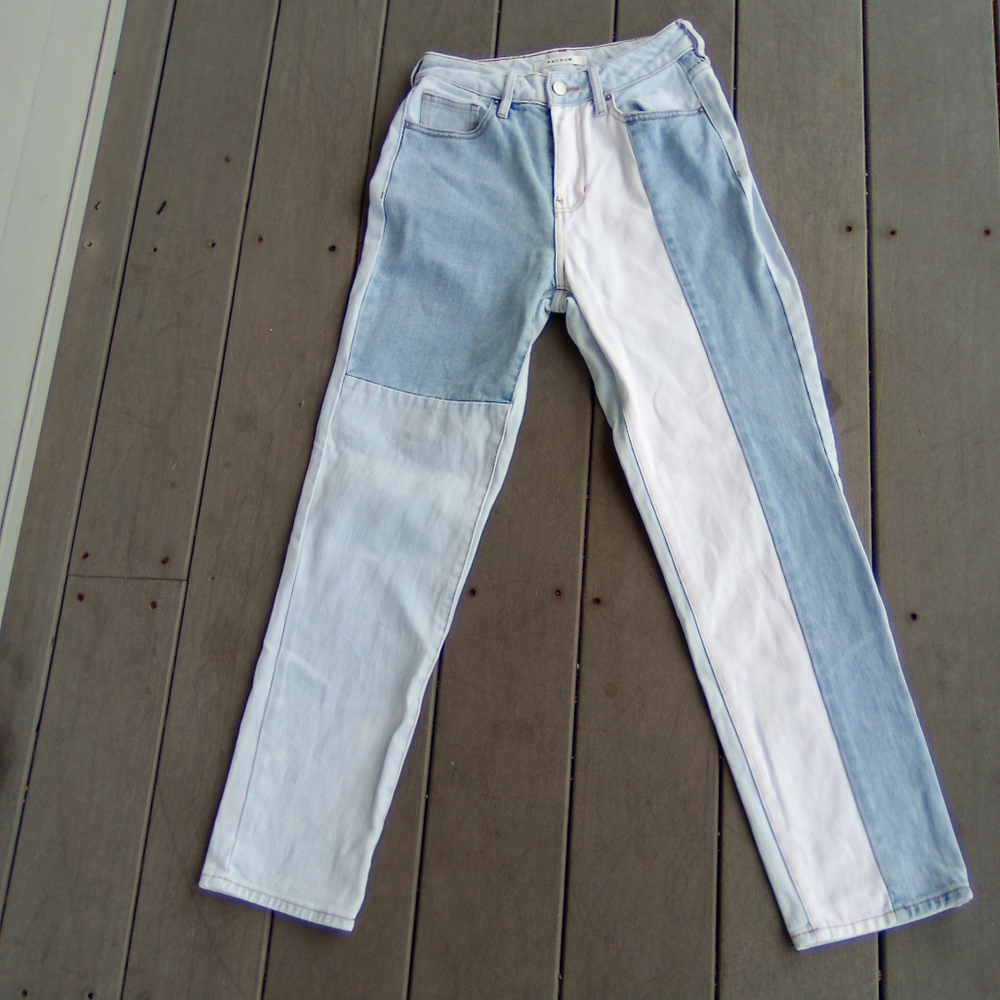 PACSUN WAIST 24" Stylish Blue and White Women's Straight Jeans STYLE MOM JEAN - Picture 3 of 8